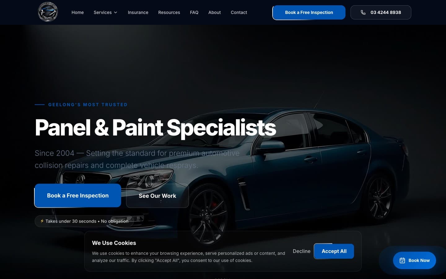 North Geelong Accident Repair Centre website hero screenshot