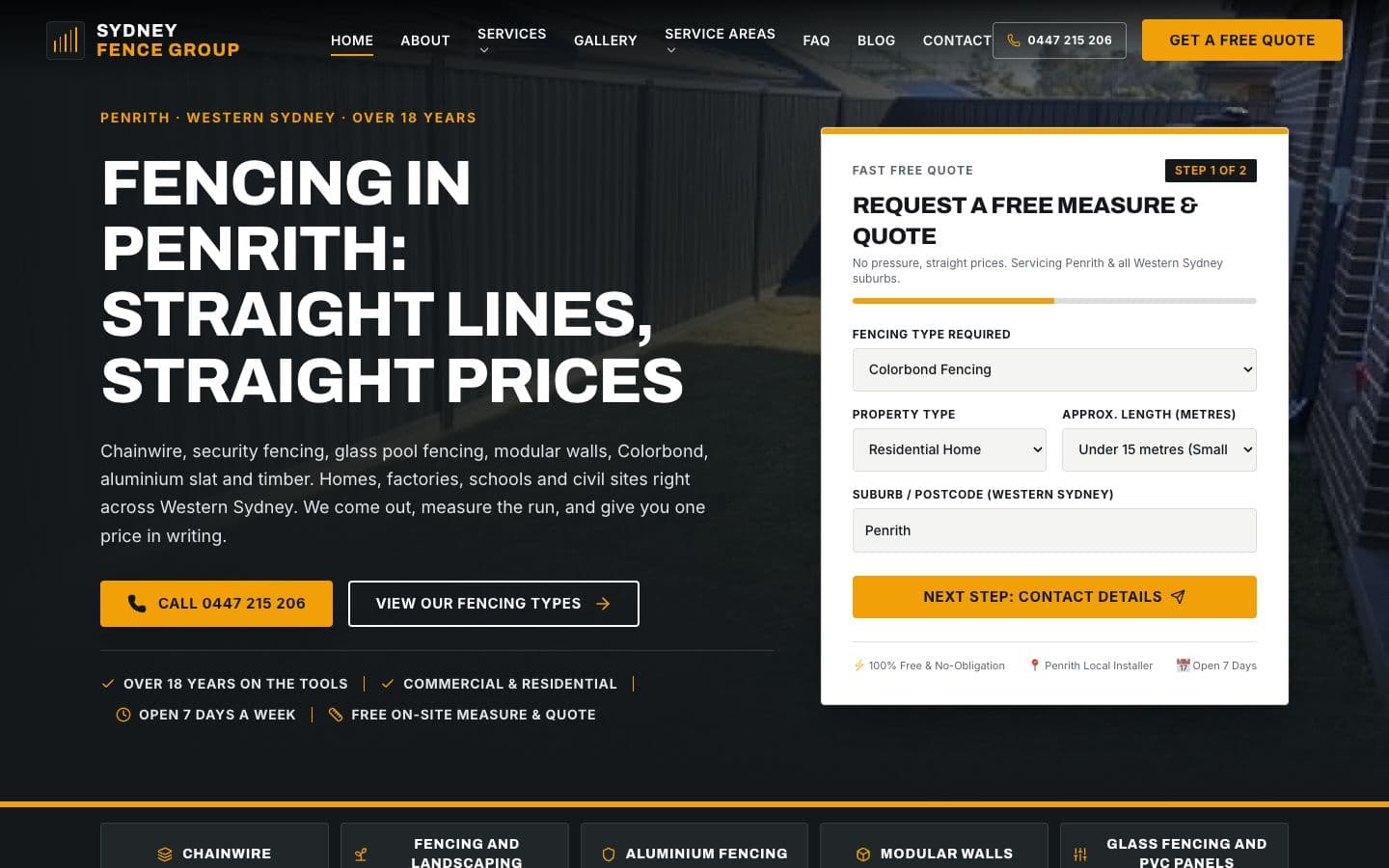 Sydney Fence Group website built by Ampliia AI